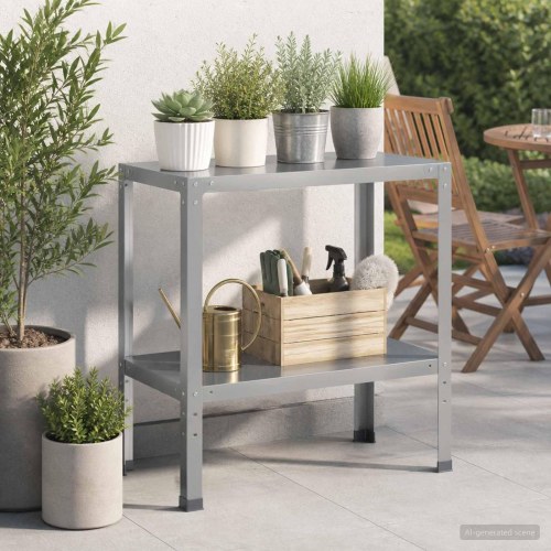 Plantebord i galvaniseret stål 100 x 40 x 80 cm - sølv