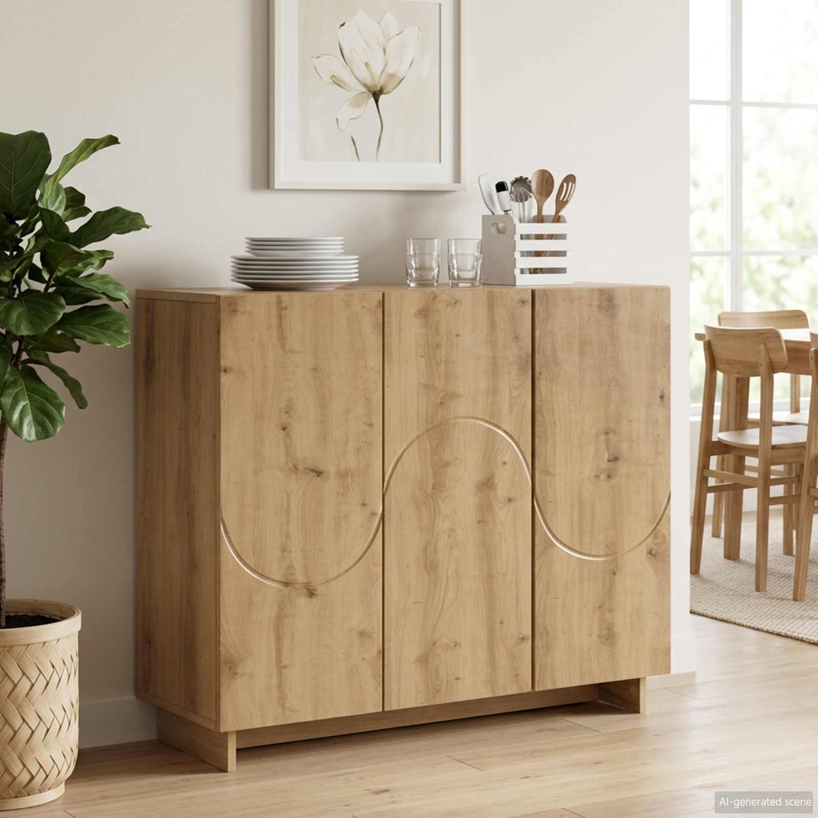 Skænk i artisan-eg 85,5 x 31 x 75 cm med 3 låger