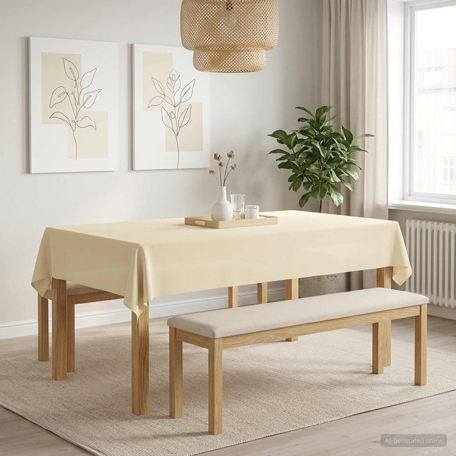 Rektangulær borddug cremehvid 110 x 180 cm i polyester