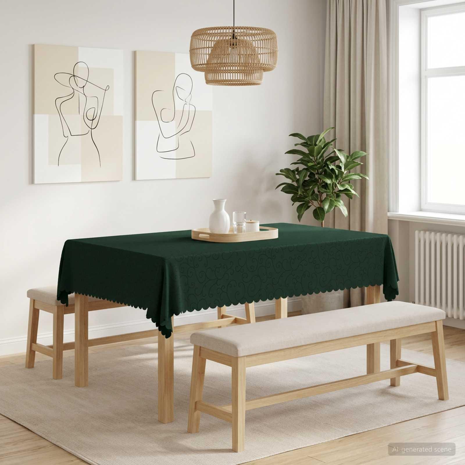 vidaXL Bordklæde Rektangulær Mørkegrøn 140 x 180 cm