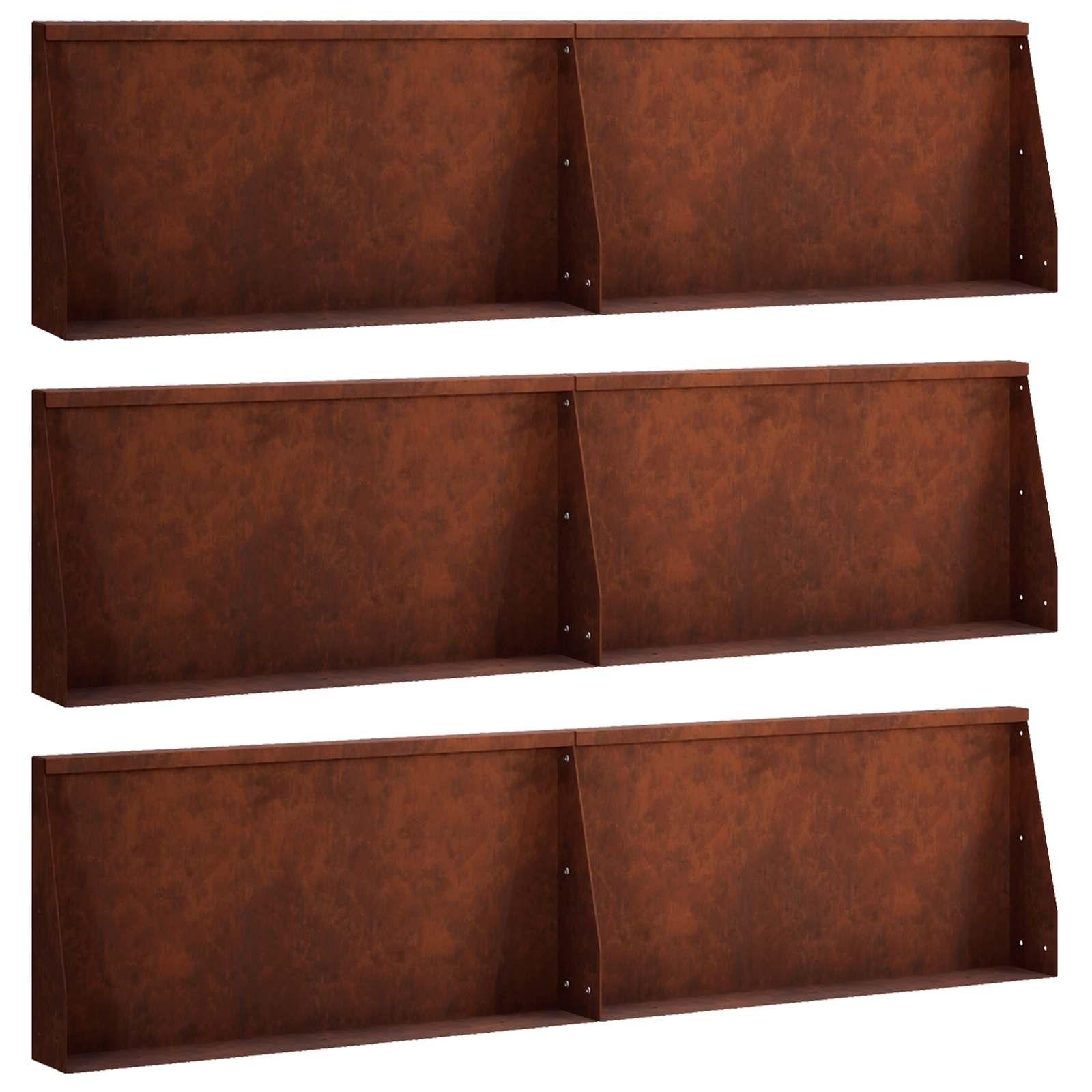 Støttemur 6 stk. 80 x 12 x 40 cm i cortenstål - rusten