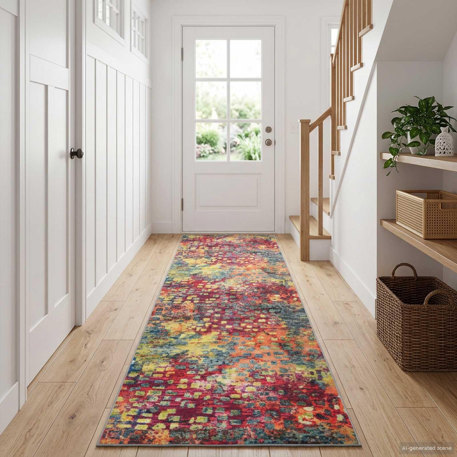 Tæppe runner LESAKA farverig 80 x 250 cm i diamantvelour