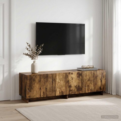 TV-bord 140 x 34,5 x 40 cm i røget eg med 6 låger
