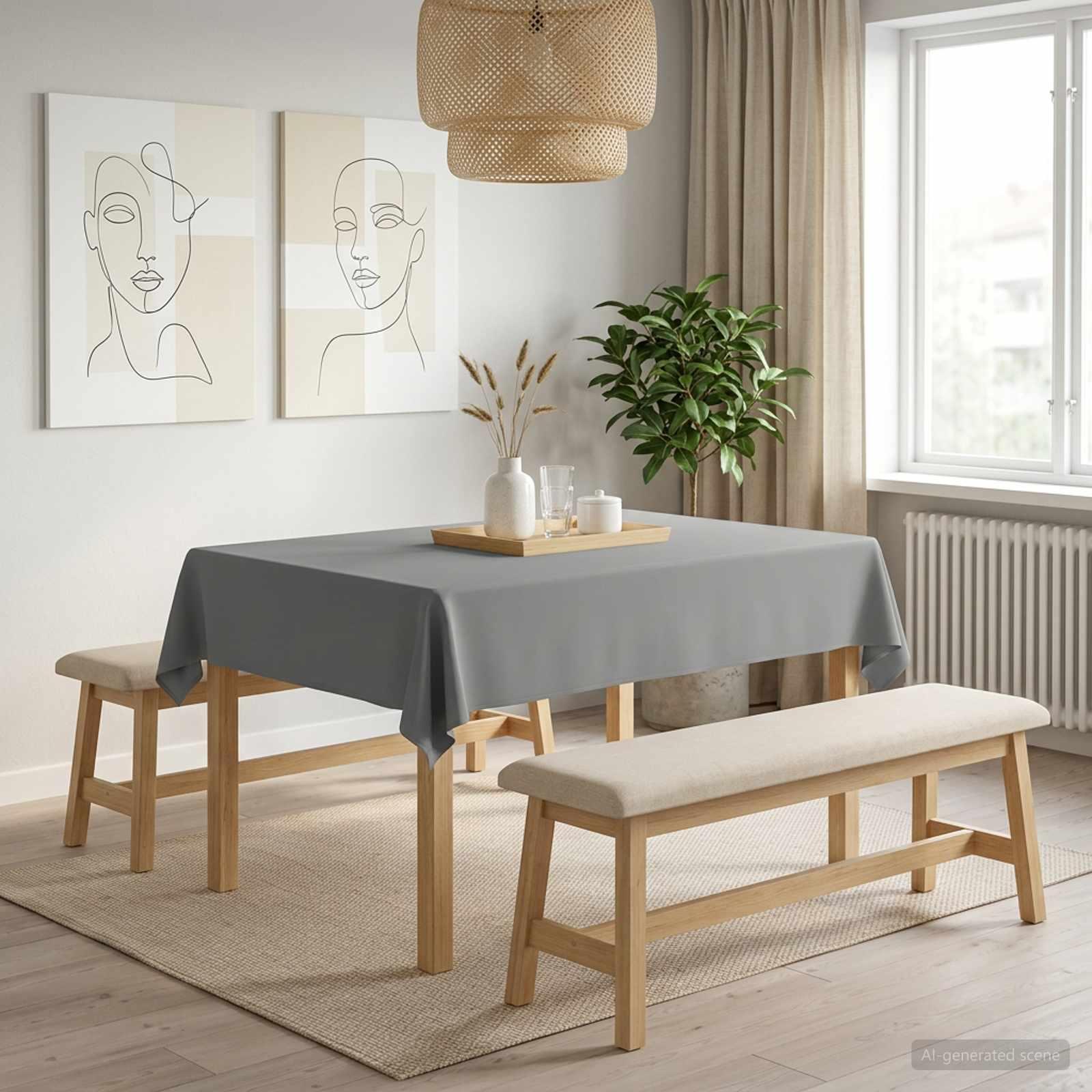 Bordklæde rektangulær lysegrå 110 x 140 cm i polyester