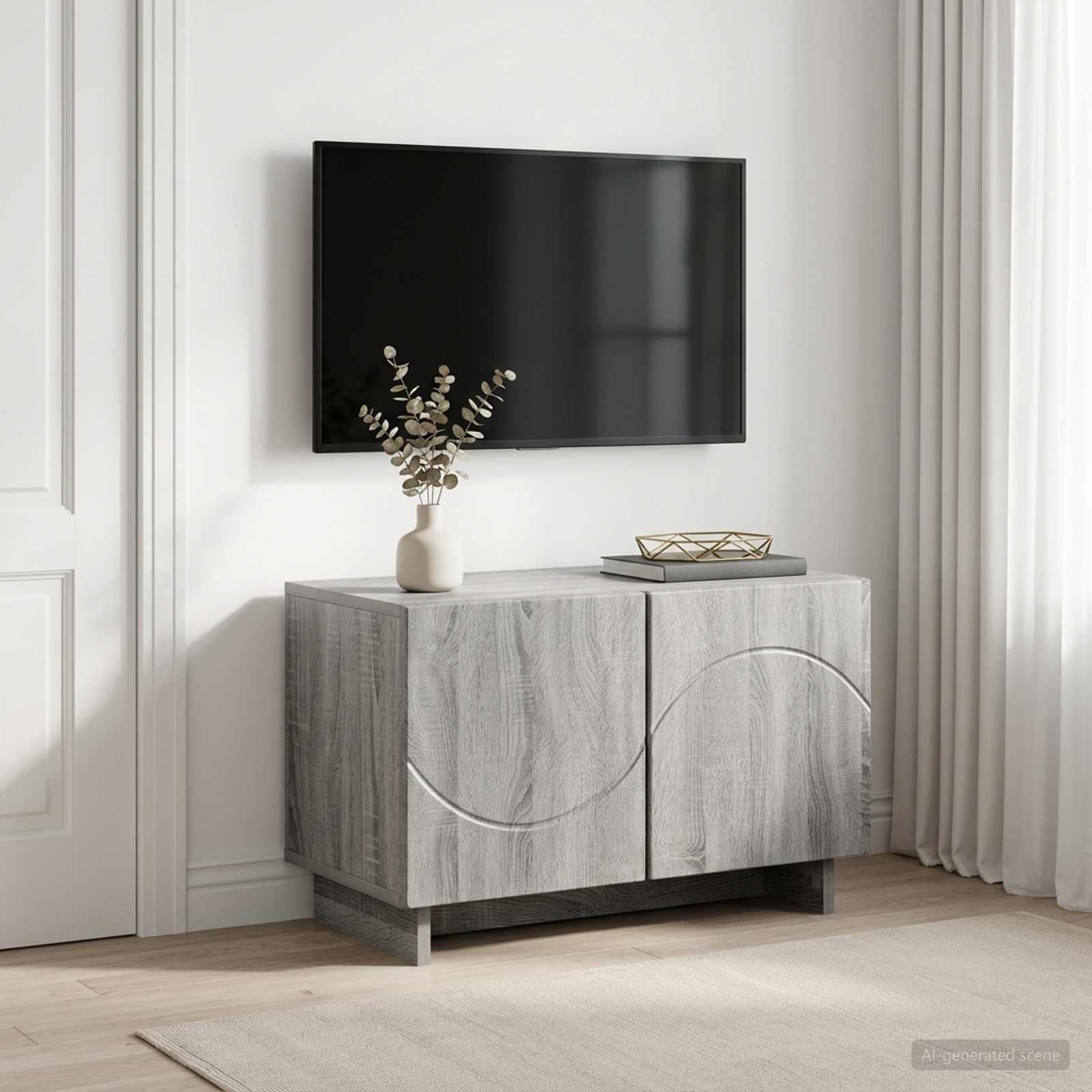 TV-bord i grå Sonoma 60 x 34,5 x 40 cm med 2 låger