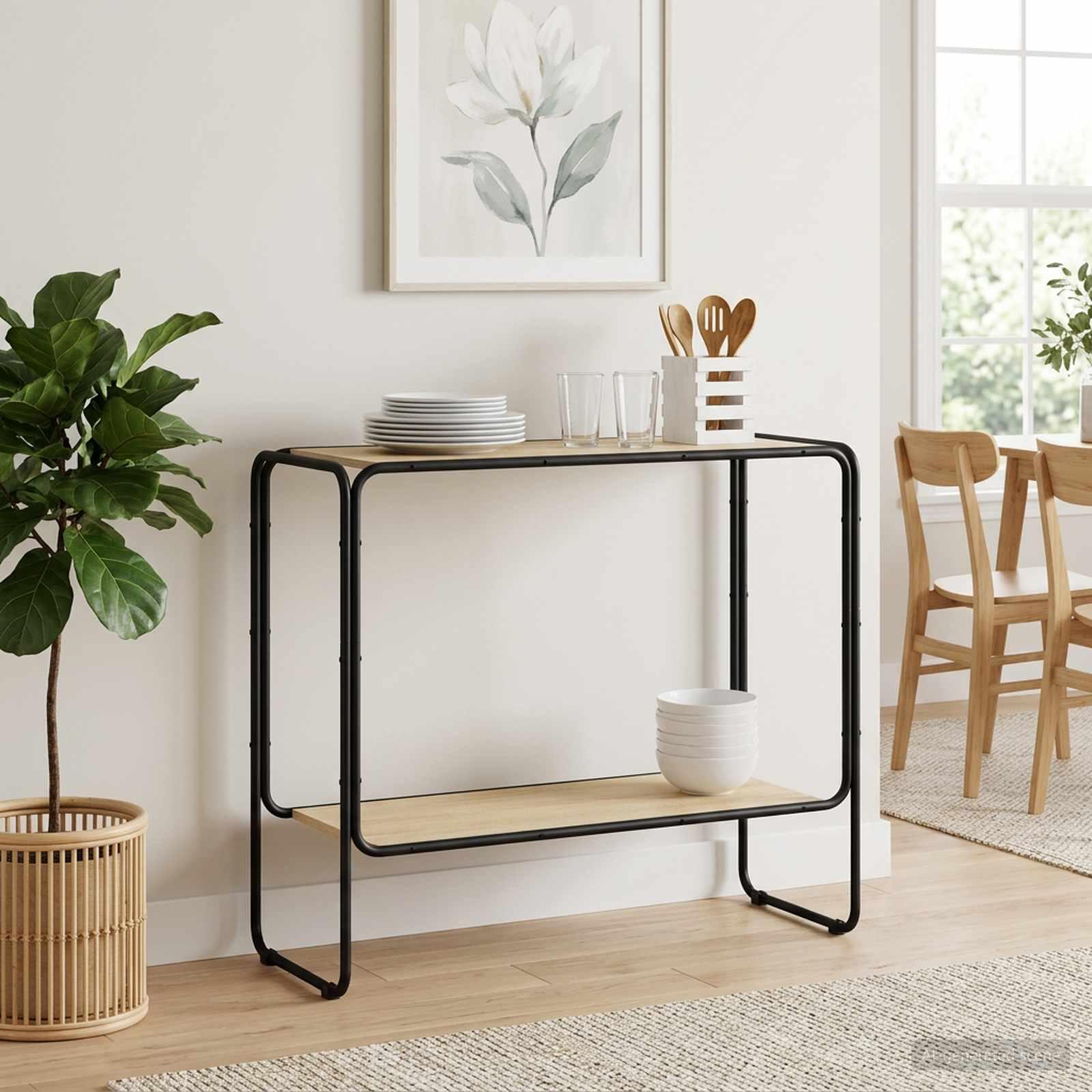 Sidebord / skænk i sonoma-eg 93,5 x 38 x 75 cm med 2 hylder