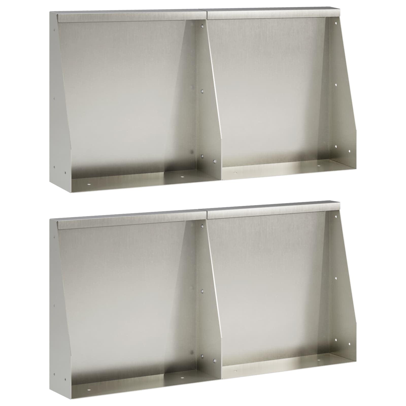Støttemur til bedkant 4 stk. 40 x 12 x 30 cm rustfrit stål sølv