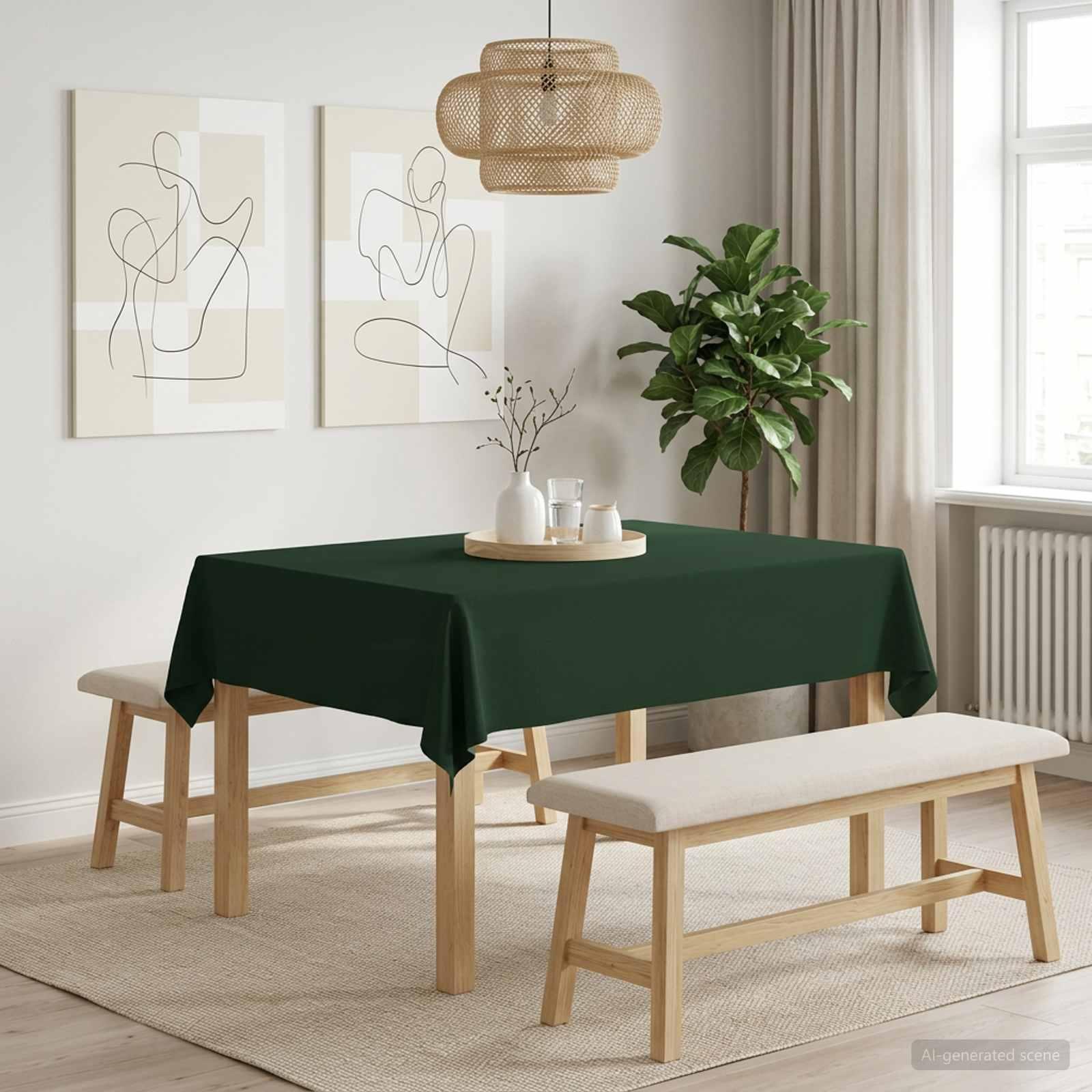 vidaXL Bordklæde 5 stk. Rektangulær Mørkegrøn 140 x 160 cm