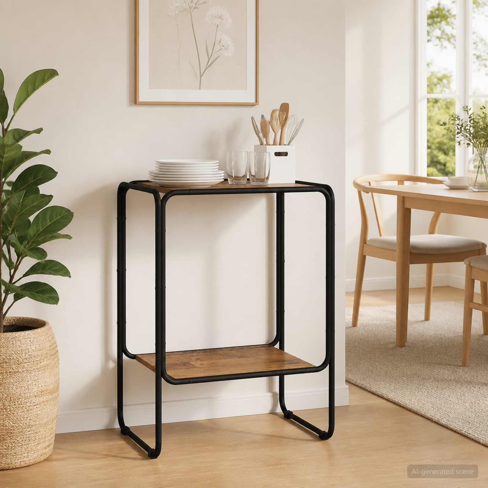 Sidebord/skænk i gammelt træ 60 x 38 x 75 cm med 2 hylder