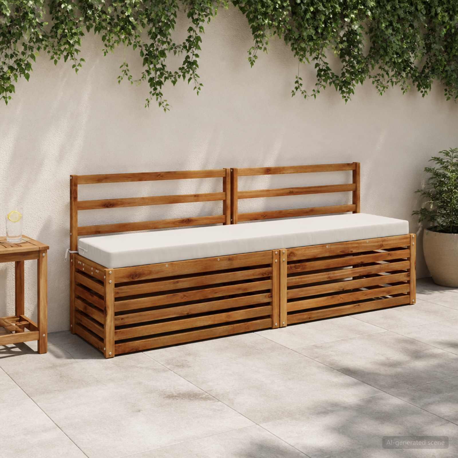 vidaXL Bænkepuder SOEST 2 stk. 100% polyester Hvid 180 x 40 x 8 cm