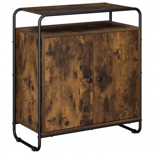 Skænk i røget eg 68 x 35 x 75 cm med 2 låger og åben hylde