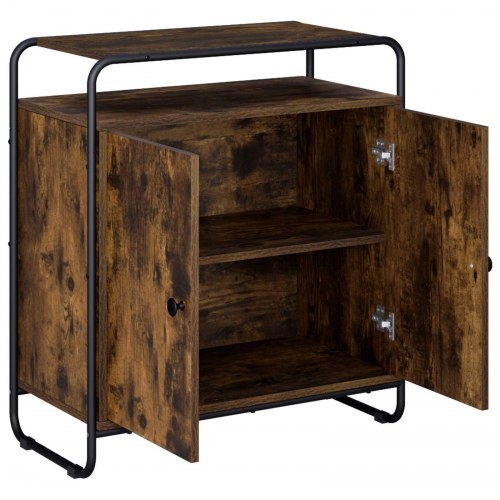 Skænk i røget eg 68 x 35 x 75 cm med 2 låger og åben hylde