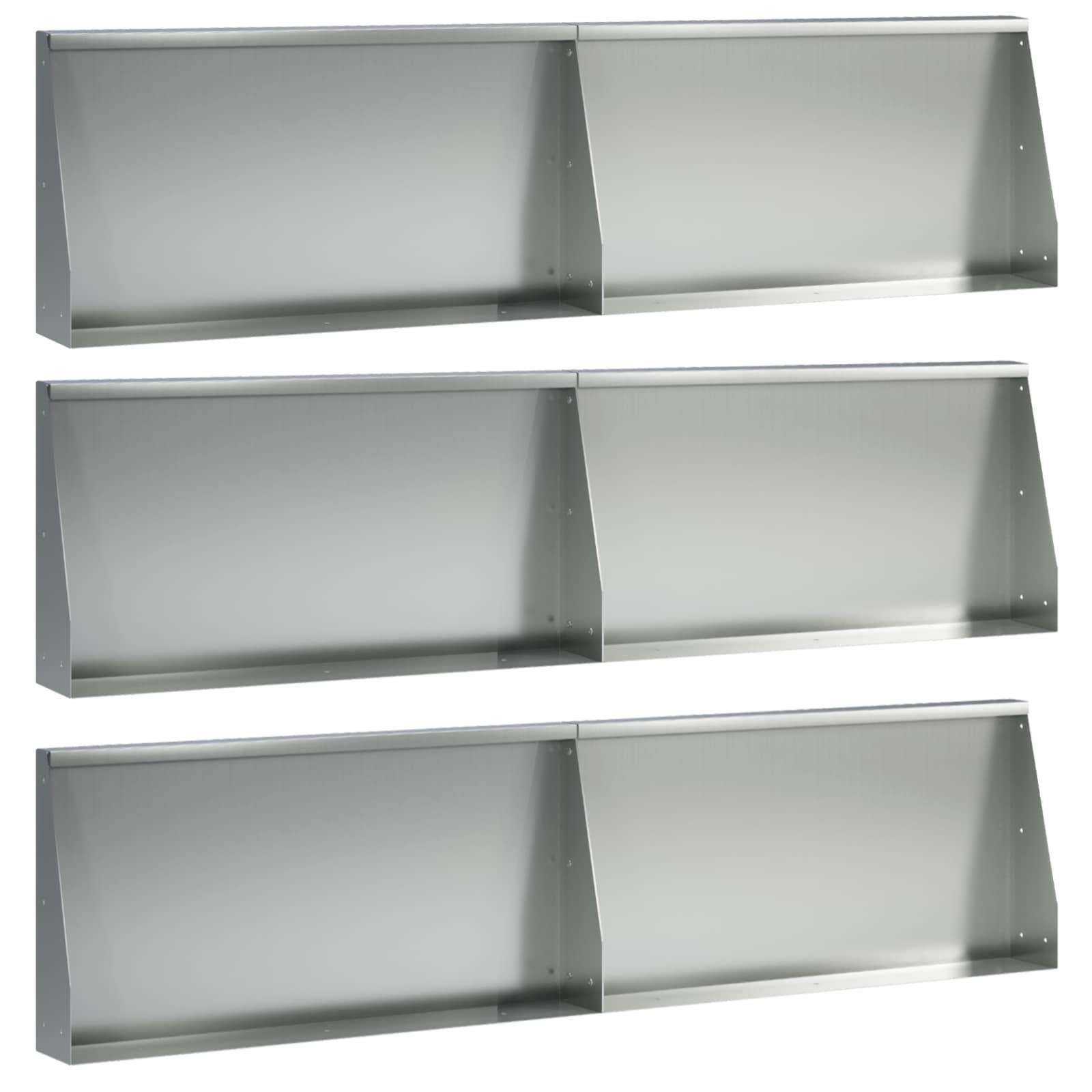 Støttemur 6 stk. 80 x 12 x 30 cm i galvaniseret stål sølv