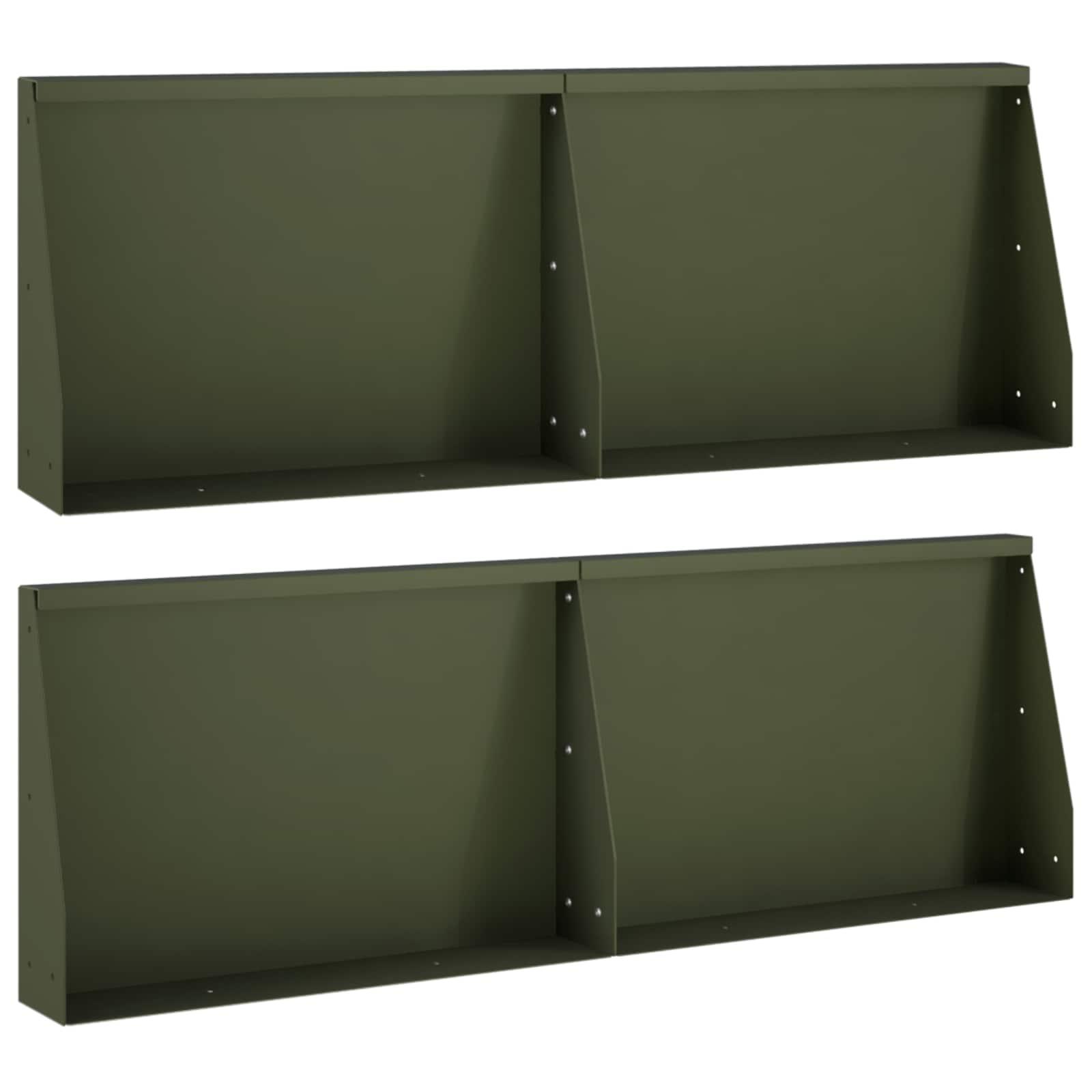 Støttemur i stål 4 stk. 60 x 12 x 40 cm olivengrøn