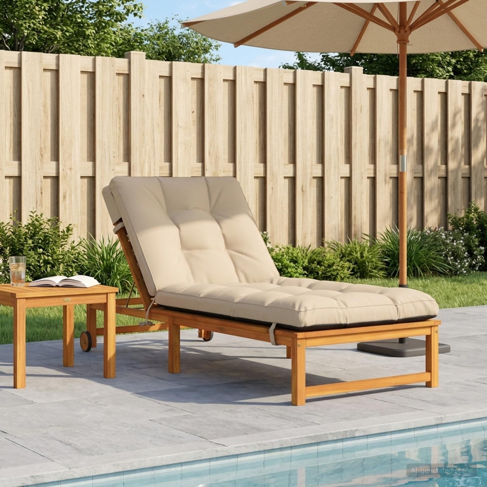 vidaXL Solseng Pude VIANEN 100% polyester Cremefarvet 200 x 80 x 8 cm