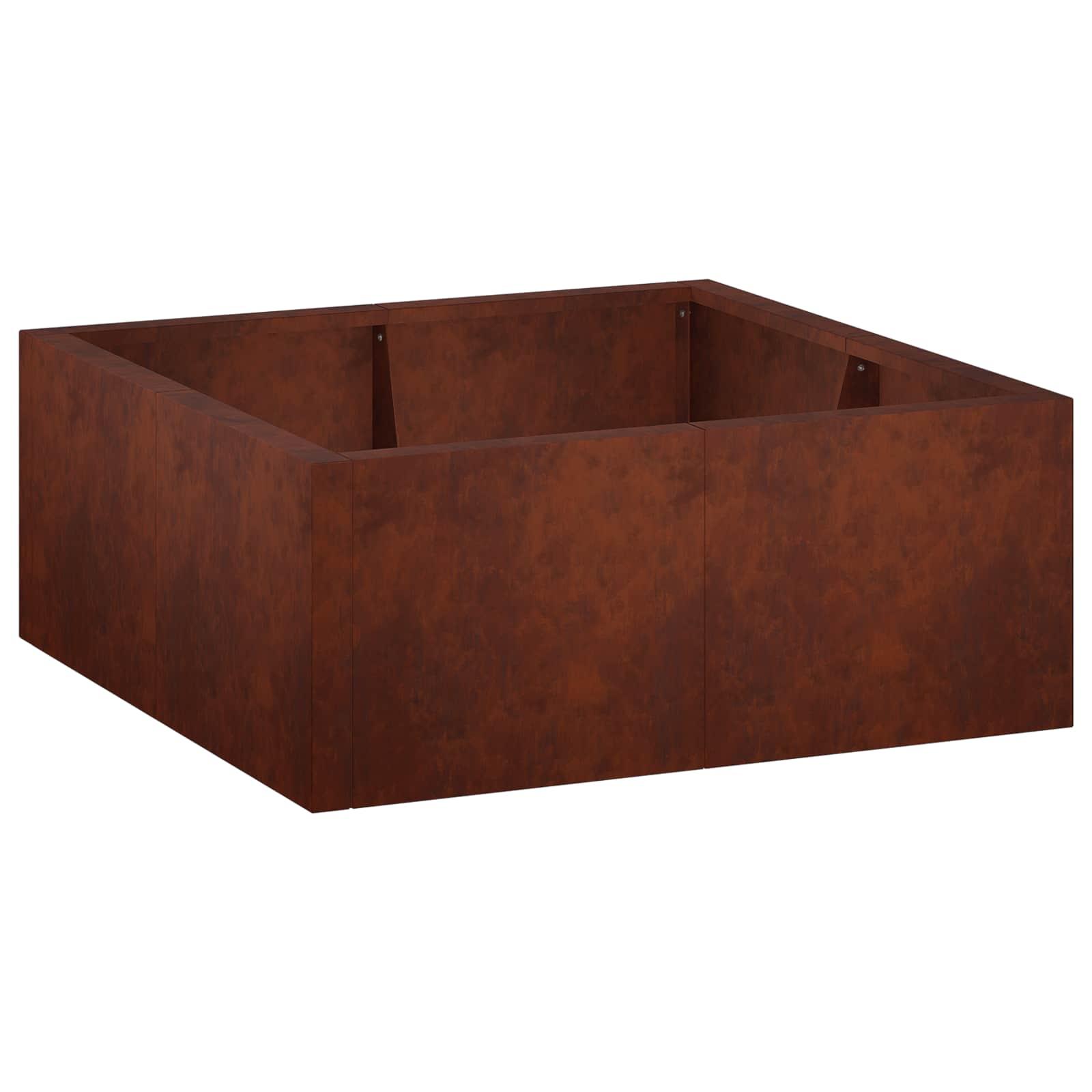 Støttemur 4 stk. 100 x 100 x 50 cm i cortenstål - rusten bedkant