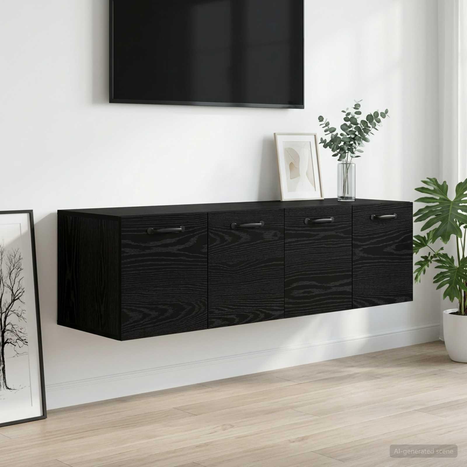 Vægskab 2 stk. 120 x 36,5 x 35 cm med 4 skuffer i sort eg