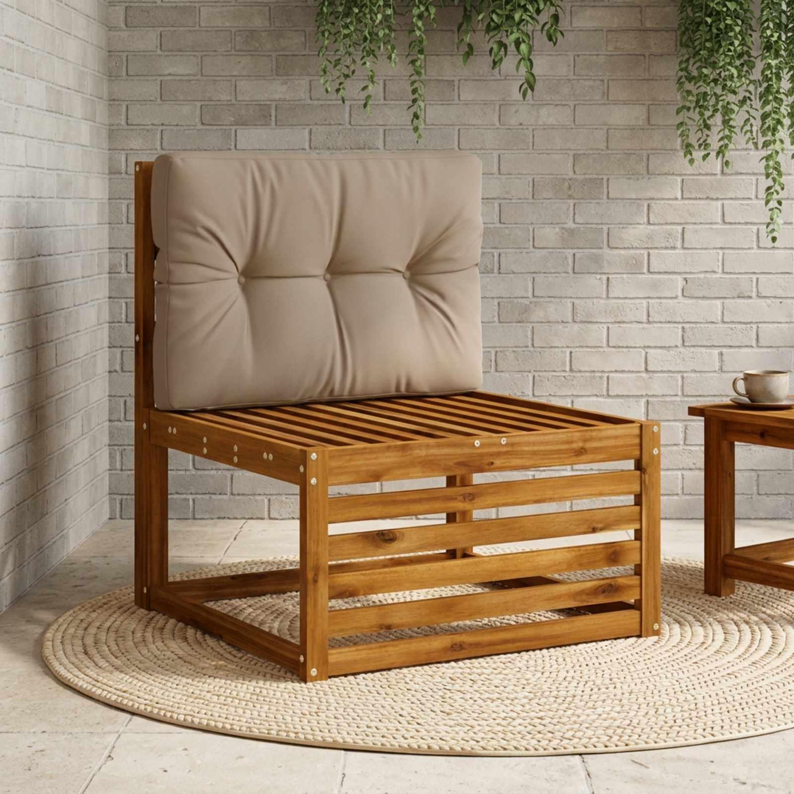 Palle rygpude VIANEN i 100% polyester, gråbrun 70 x 60 x 12 cm