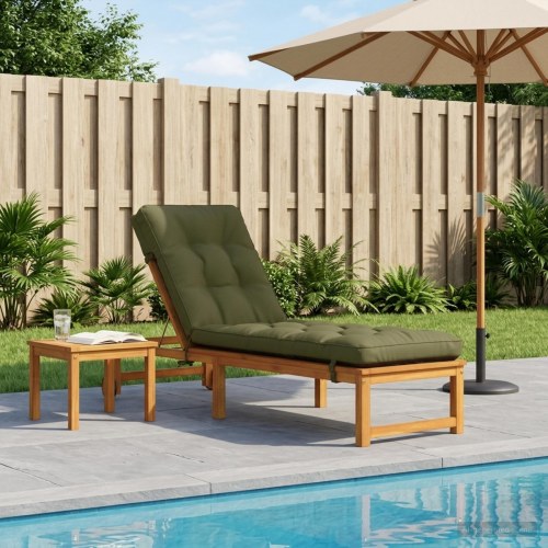 Solsengspude VIANEN i 100% polyester 200 x 60 x 8 cm - olivengrøn