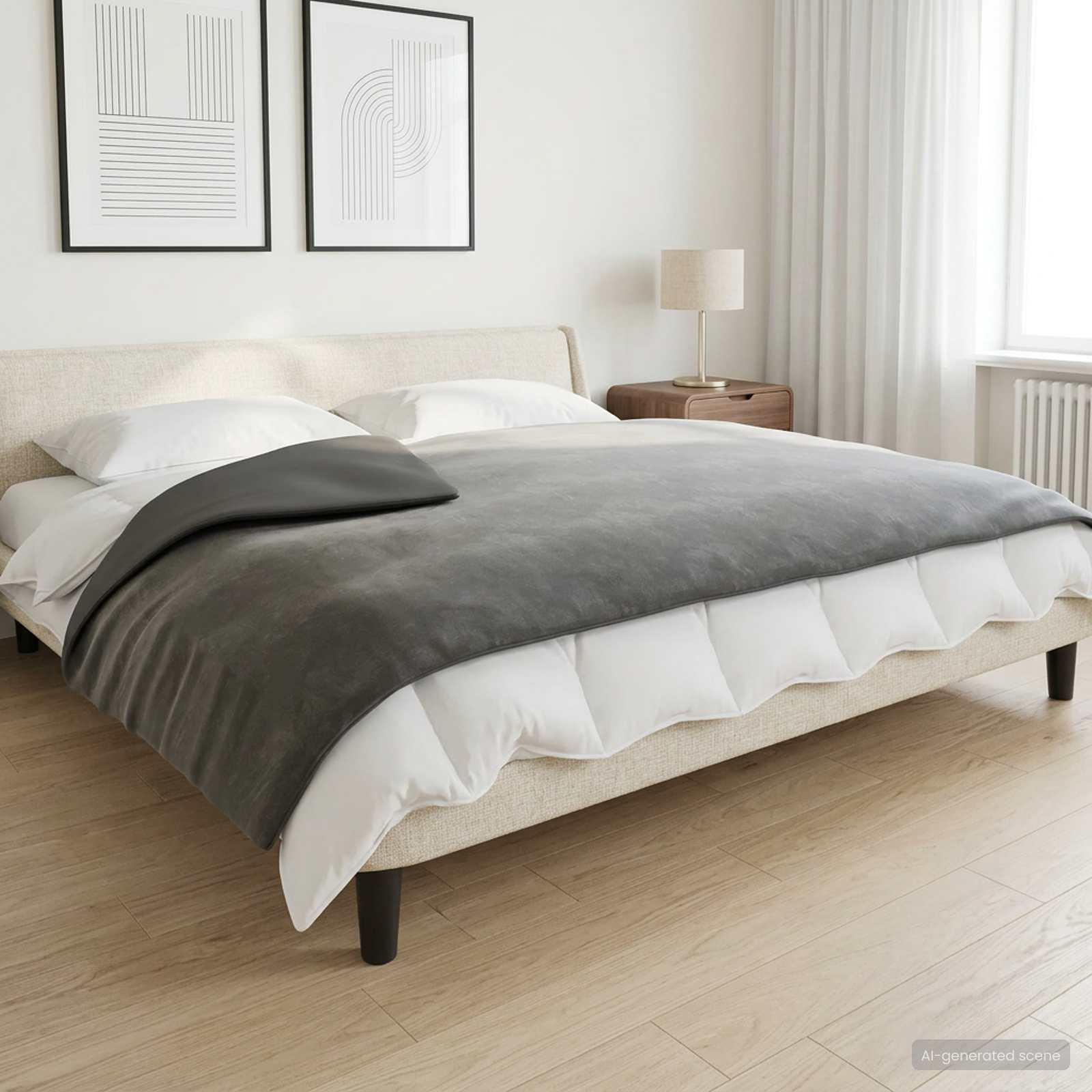 Vægtet tæppe med betræk antracit 150 x 200 cm 7 kg 100% bomuld 205T