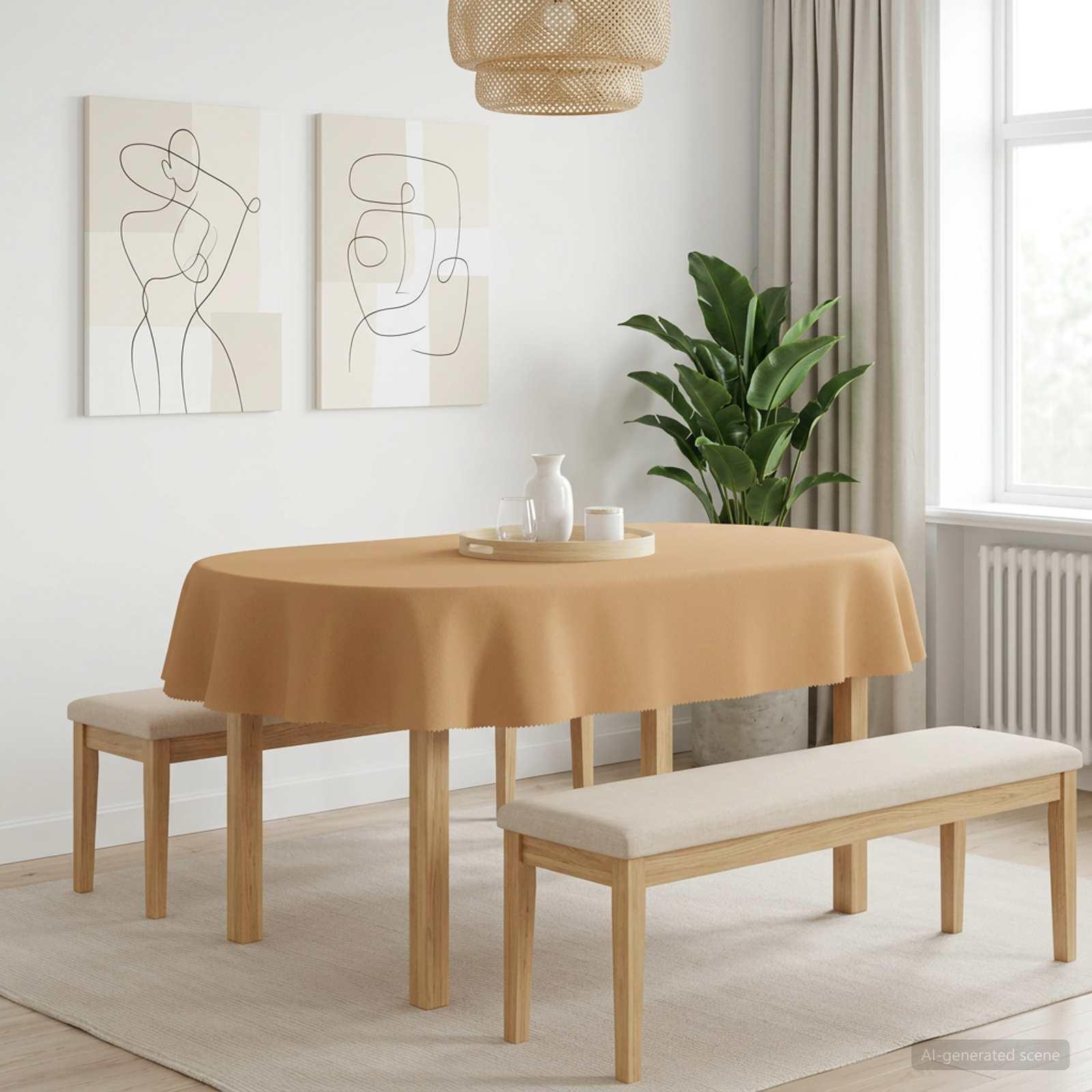 Bordklæde 5 stk. oval beige 160 x 220 cm i polyester