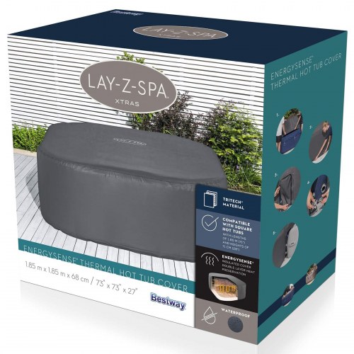 Bestway Cover PVC og POM Grå pool- og spaovertræk 180 x 180 x 71 cm