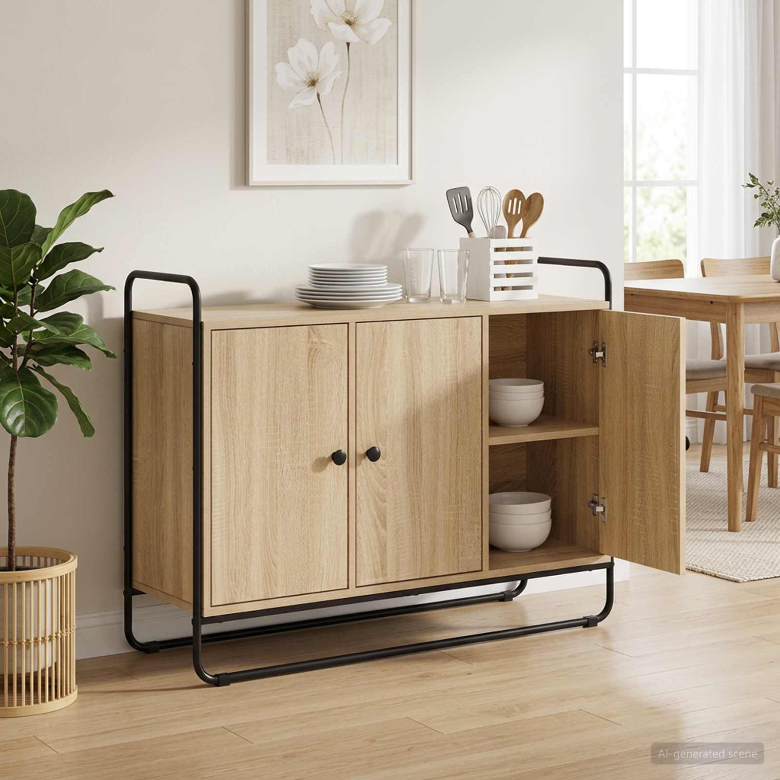 Skænk Sonoma-eg 102 x 35 x 75 cm med 3 låger