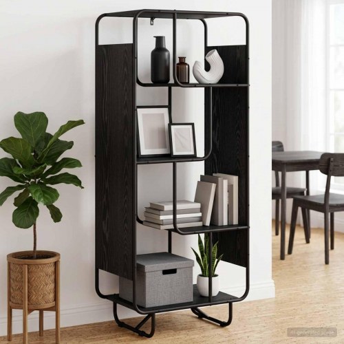 Highboard i sort eg 60 x 37,5 x 144 cm med 5 hylder