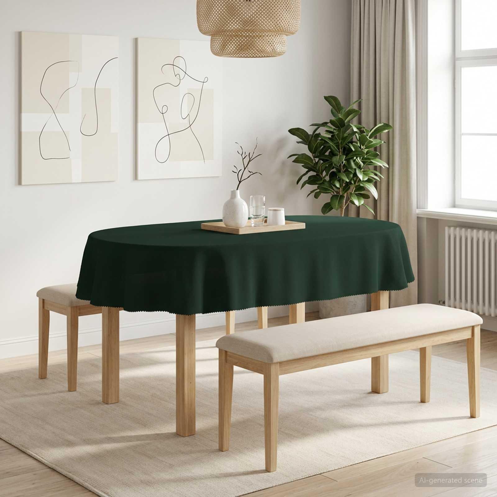 Bordklæde 5 stk. oval mørkegrøn 130 x 180 cm polyester