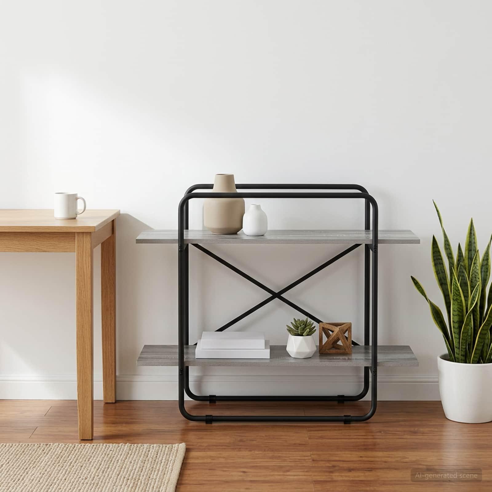 Bogreol med 2 hylder 100 x 35 x 70 cm PB Grå Sonoma
