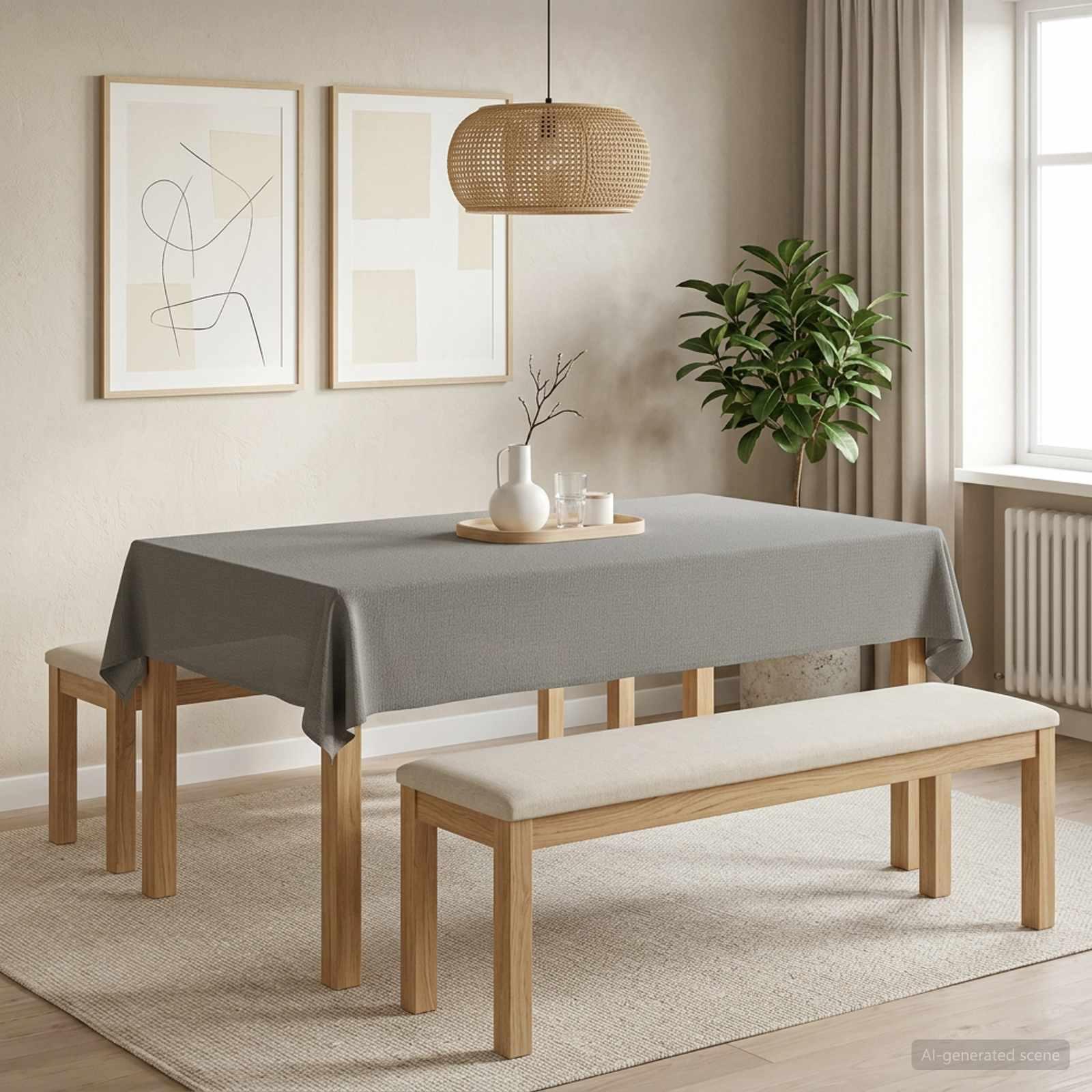 Bordklæde rektangulær lysegrå 140 x 260 cm