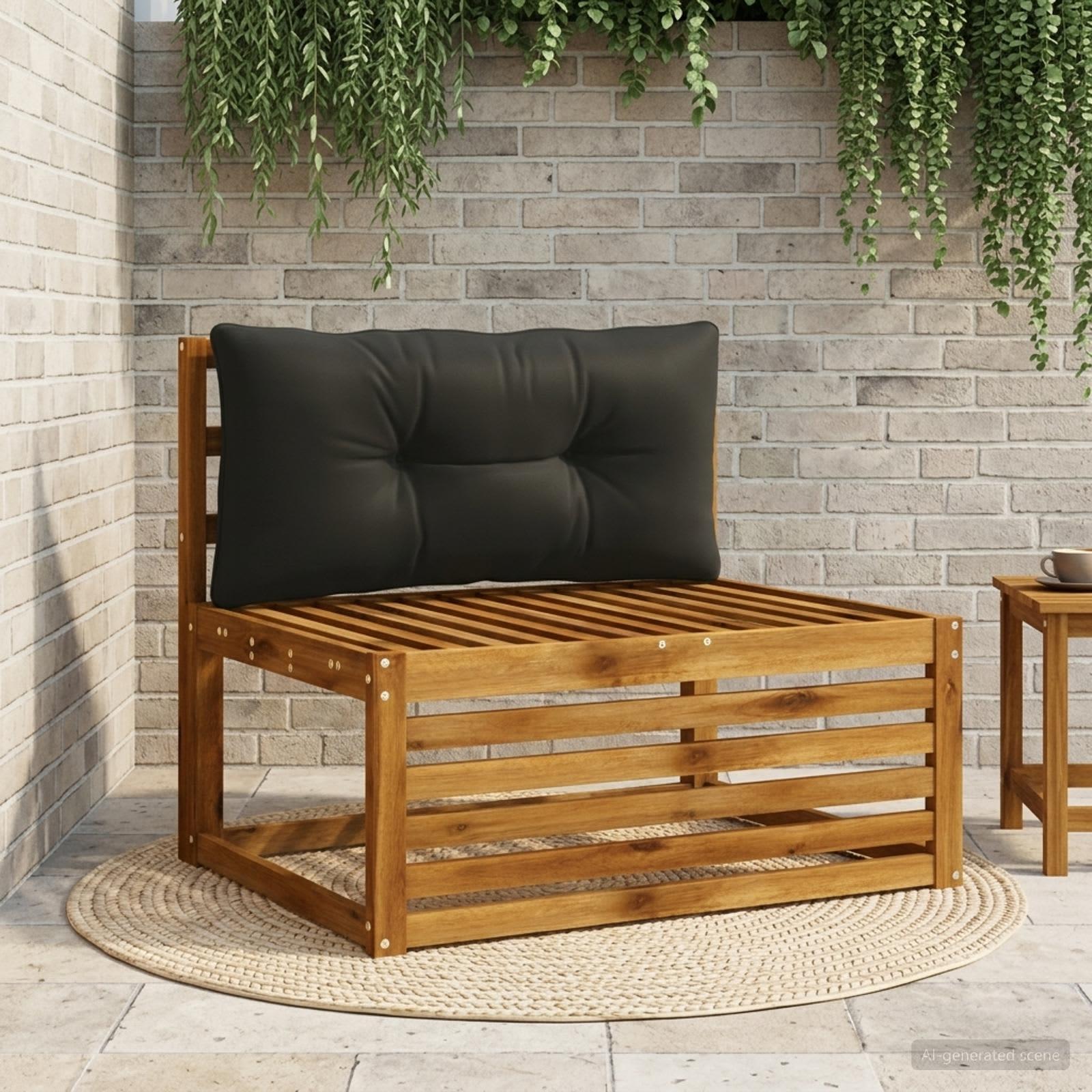 Rygpude PUTTEN i sort 70 x 40 x 10 cm