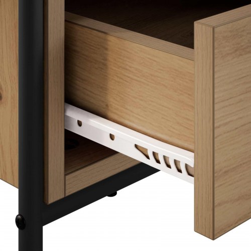 Sofabord i artisan-eg 90 x 49 x 41 cm med skuffe