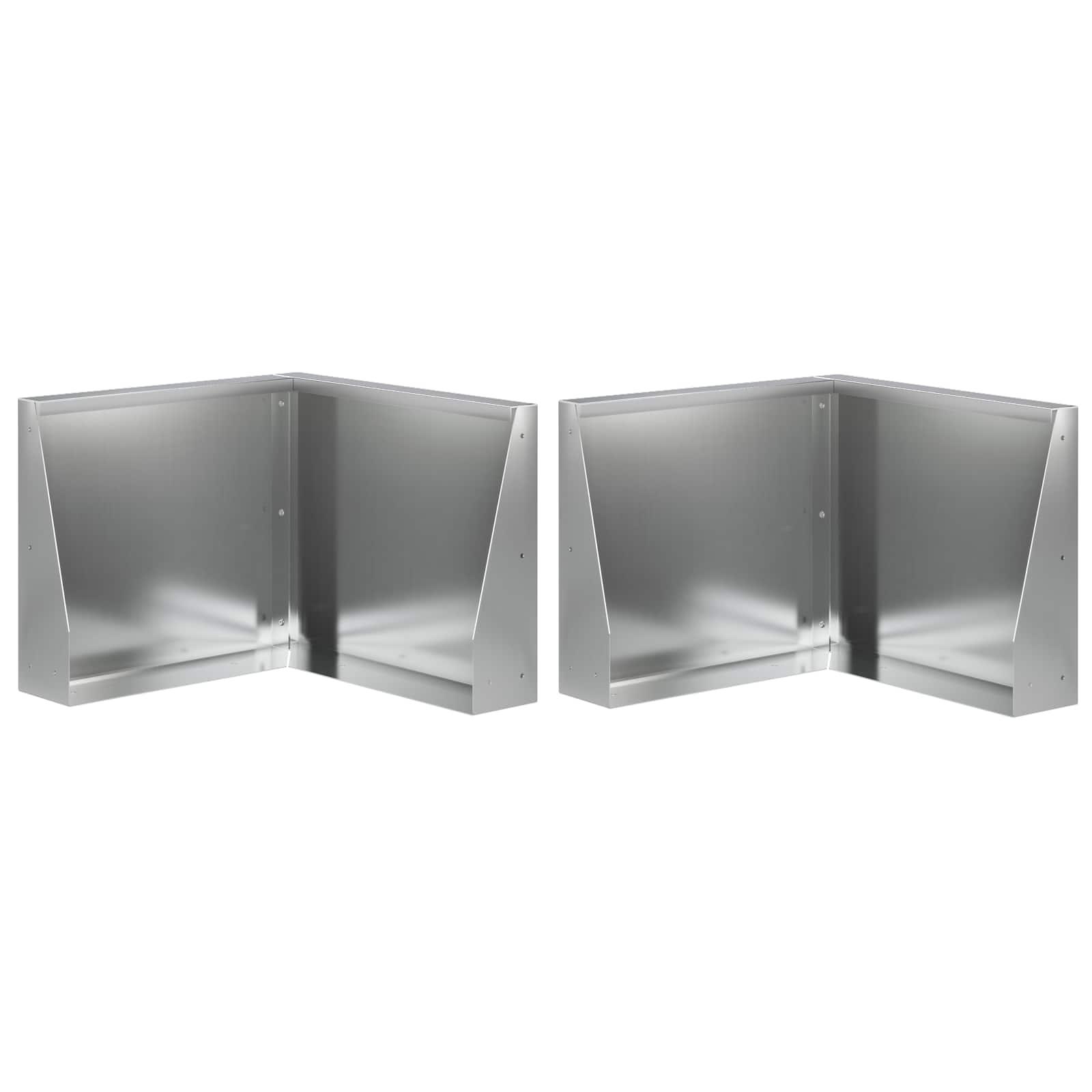 Støttemur 2 stk. 50 x 50 x 30 cm i galvaniseret stål - sølv