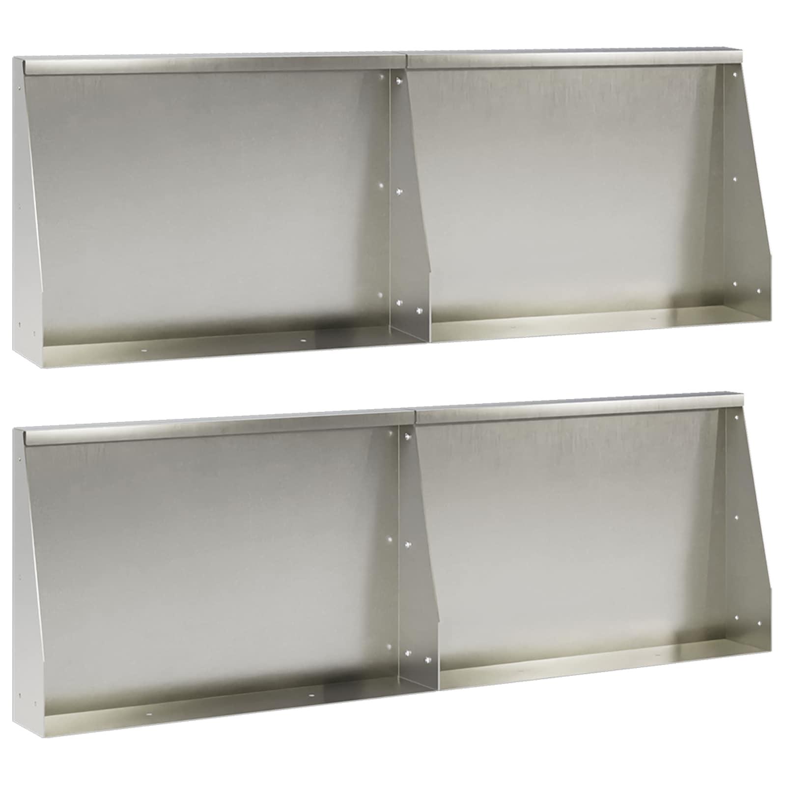 Støttemur 4 stk. 60 x 12 x 30 cm i rustfrit stål - sølv