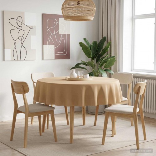 Bordklæde 5 stk. rund beige Ø 140 cm i polyester