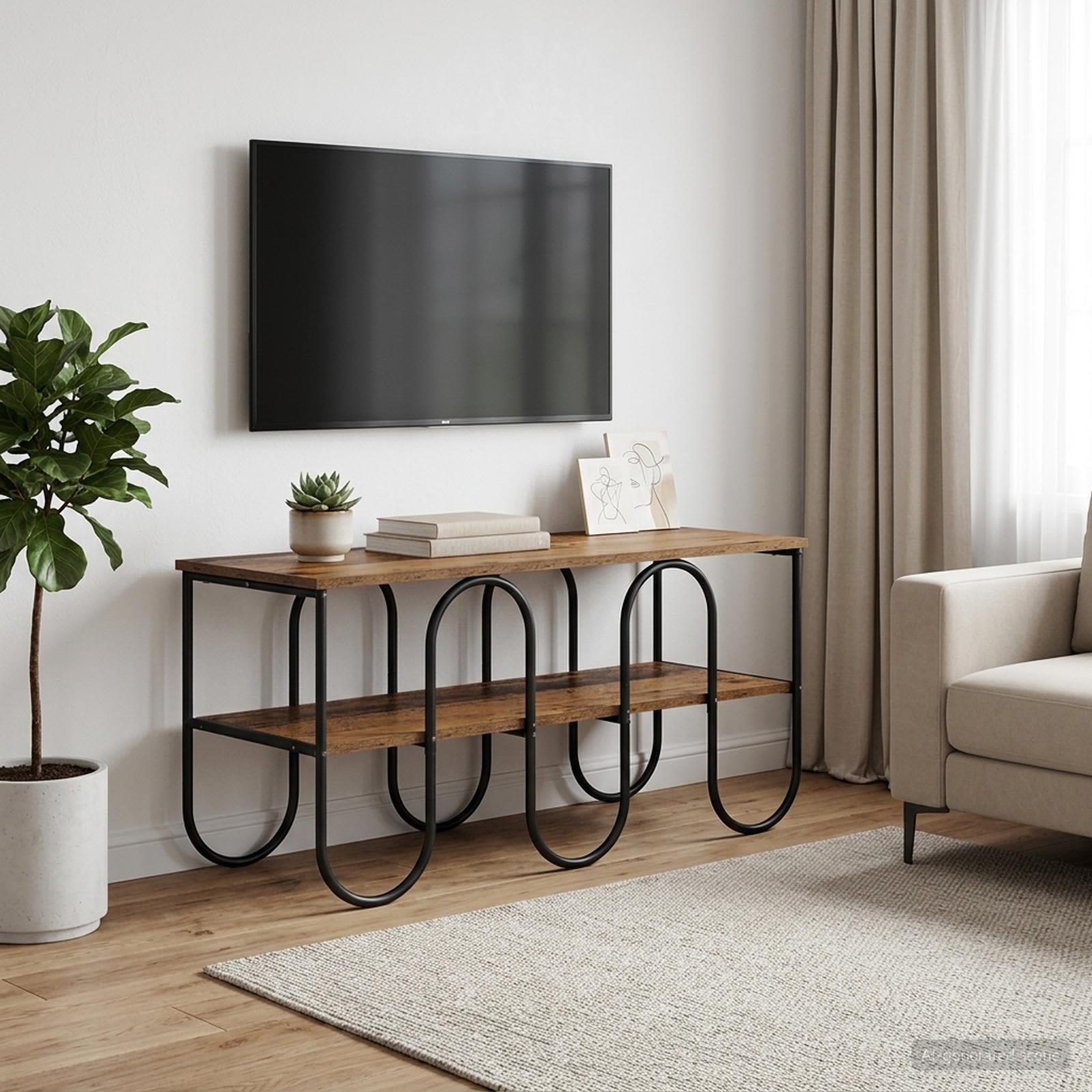 TV-bord i gammelt træ 100 x 40 x 50 cm med 2 hylder