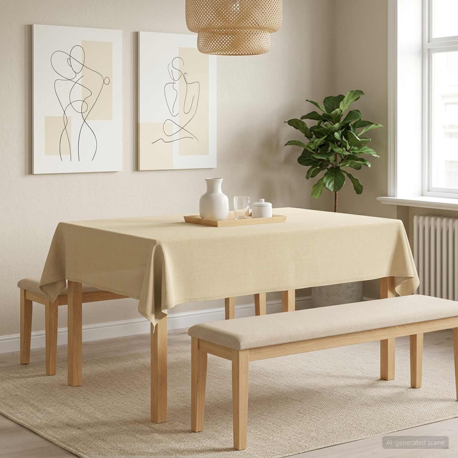 Bordklæde rektangulær cremehvid 140 x 180 cm