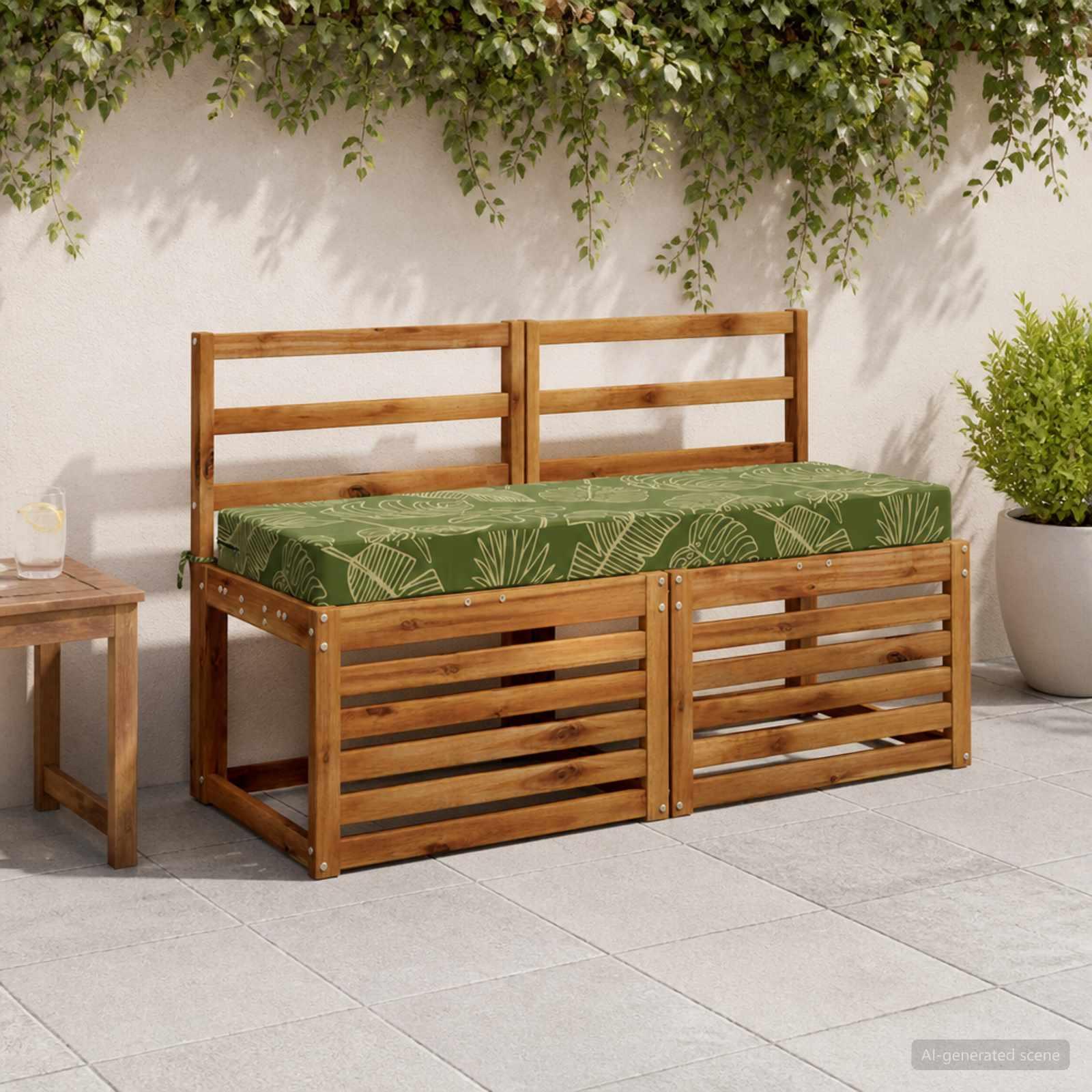 Sædehynde SOEST i 100% polyester med bladdesign 120 x 40 x 10 cm