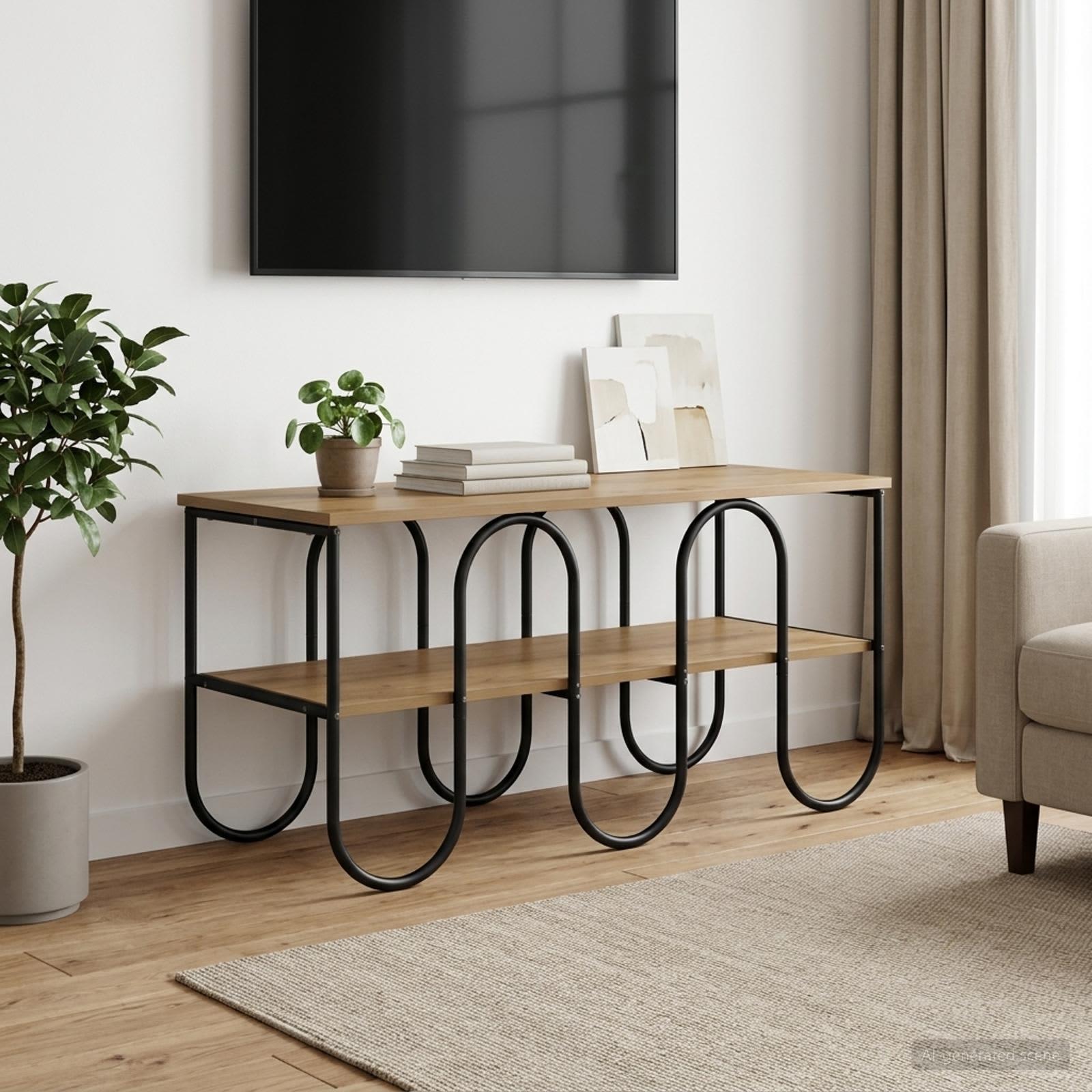 TV-bord 100 x 40 x 50 cm i artisan-eg med 2 hylder