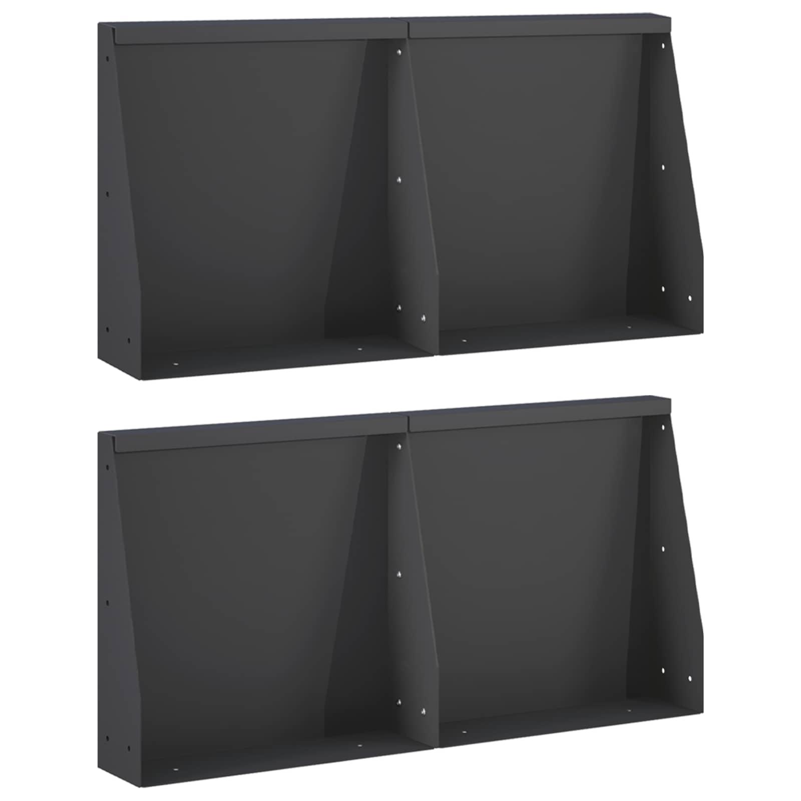 Støttemur 4 stk. i stål 40 x 12 x 40 cm sort