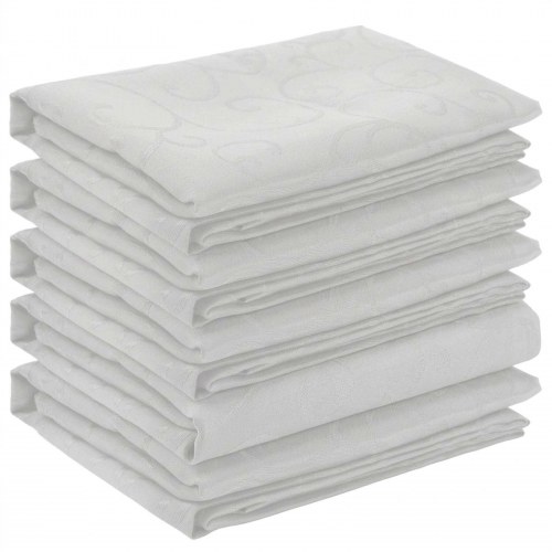 Bordklæde 5 stk. rund hvid Ø 160 cm jacquard