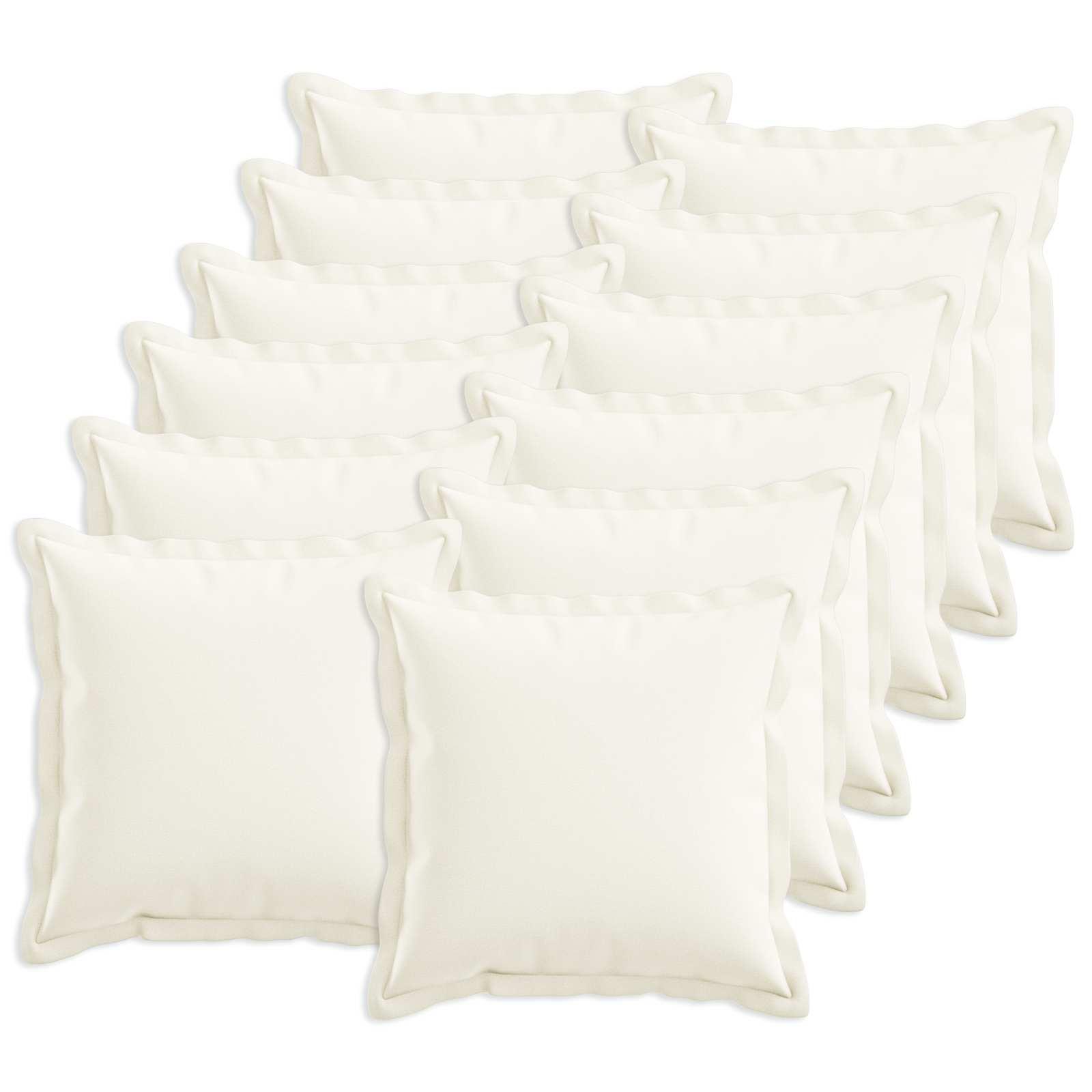 Pyntepuder med fyld HOUTEN 12 stk. 40 x 40 cm - hvid faux linned