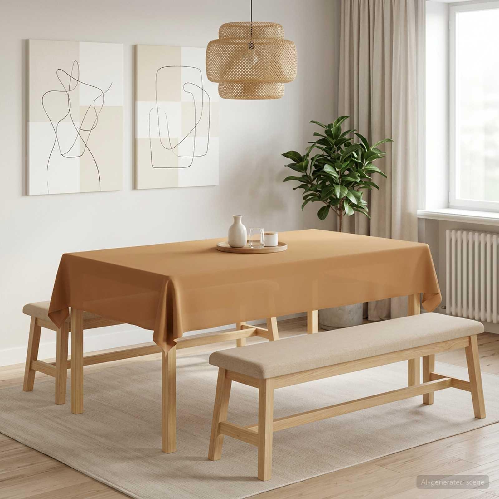 Bordklæde 5 stk. rektangulær beige 140 x 220 cm polyester