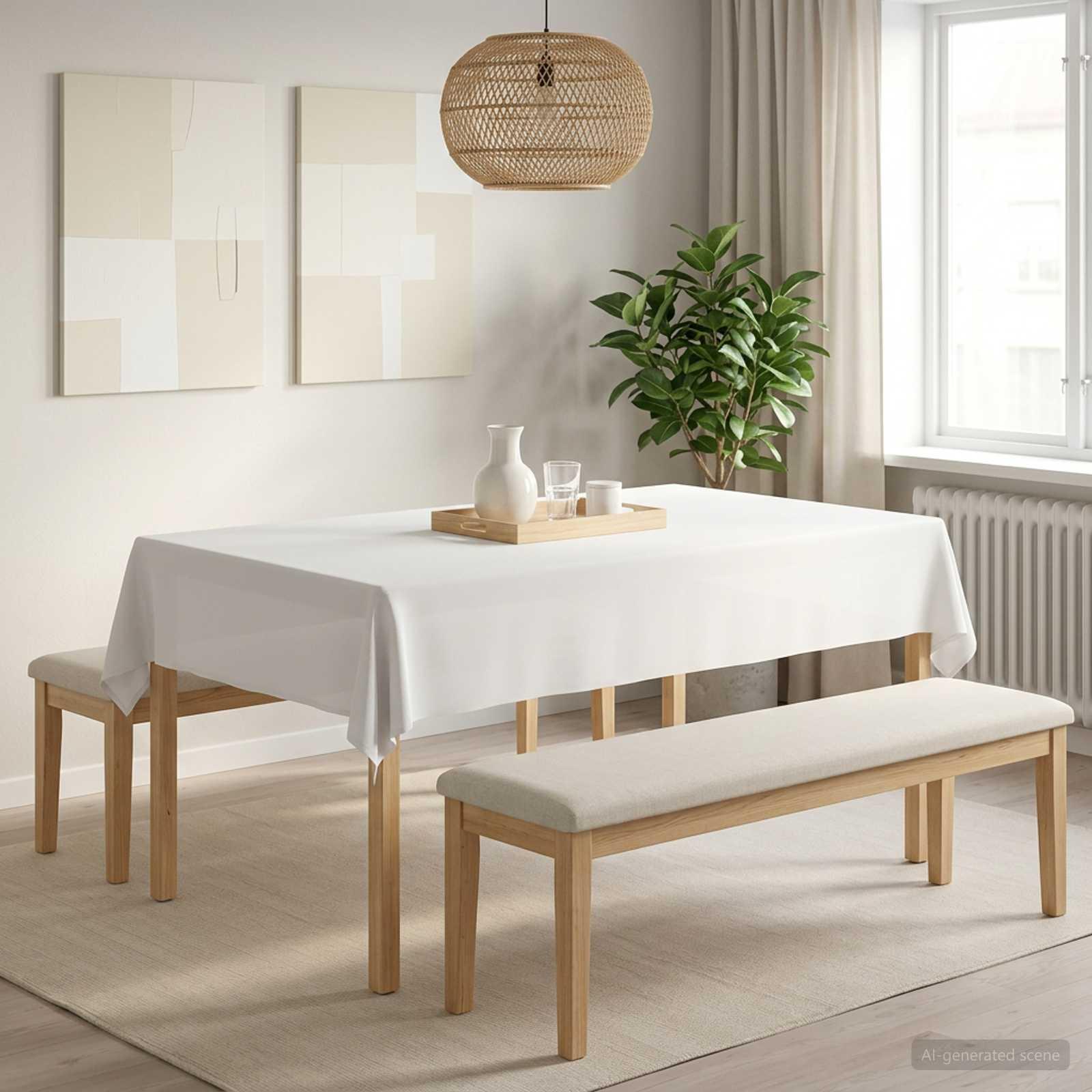 Bordklæde 5 stk. rektangulær hvid 140 x 200 cm polyester