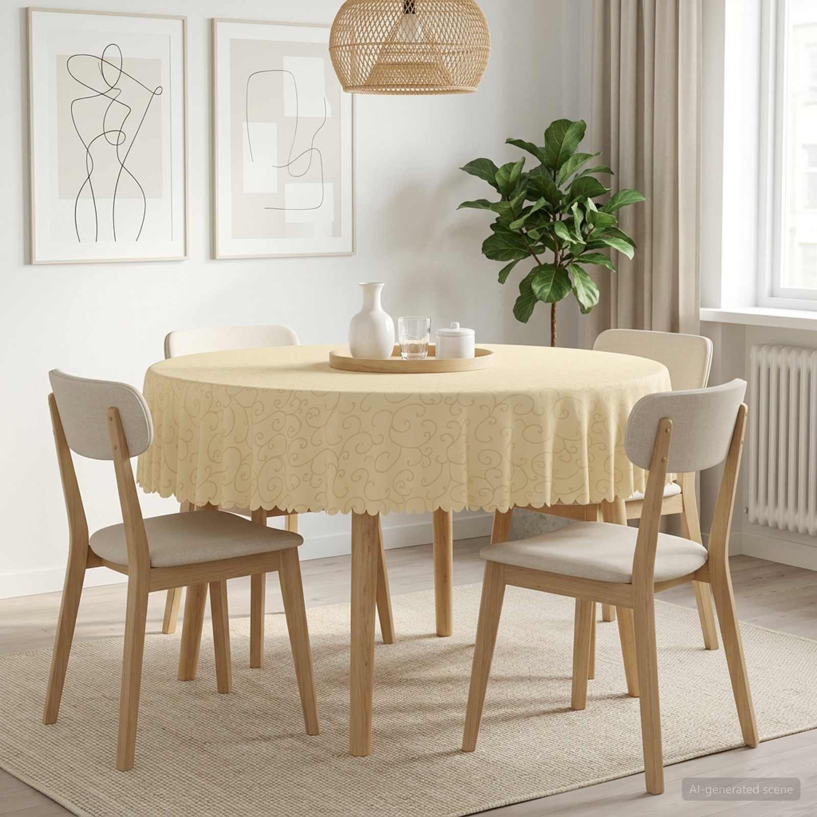 vidaXL Bordklæde 5 stk. Cremehvid Dia. 140 cm Rund