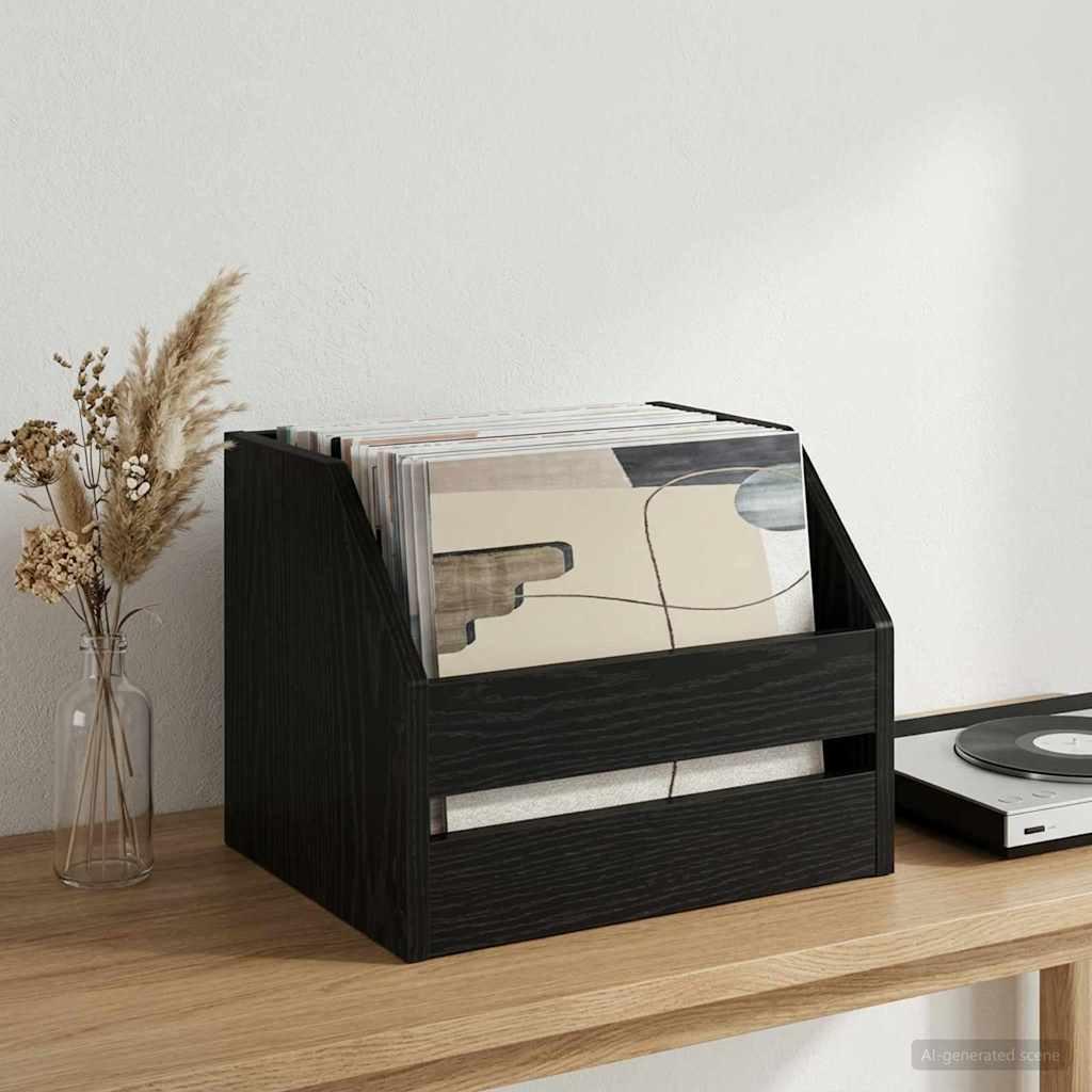 vidaXL Vinylalbum kasse Sort eg 38 x 30 x 29 cm Konstrueret træ
