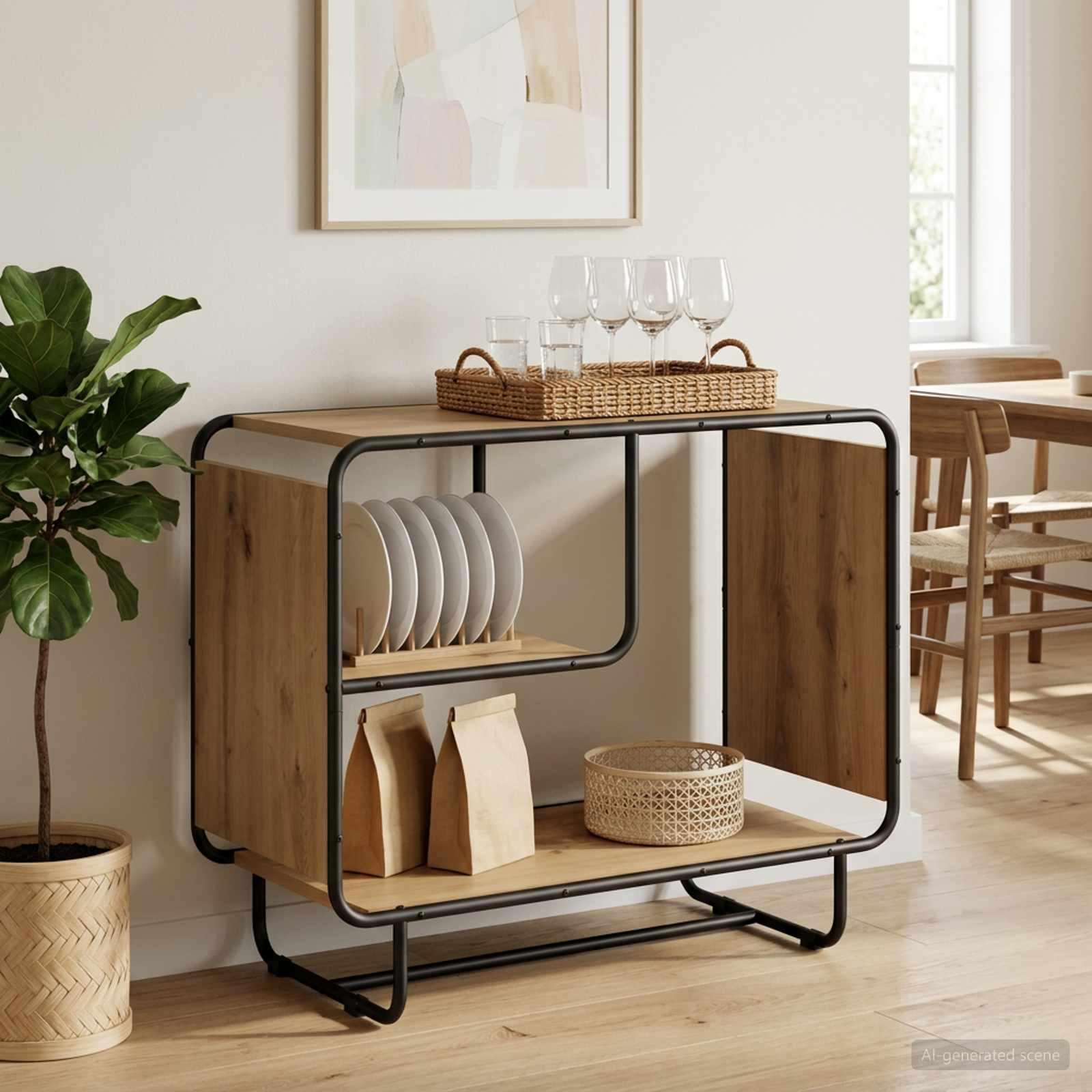 vidaXL Skænk Artisan-eg 80 x 37.5 x 64.5 cm Konstrueret træ