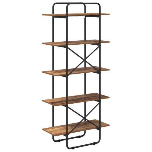 Bogreol med 5 hylder 80 x 35 x 175,5 cm i egetræsfarve