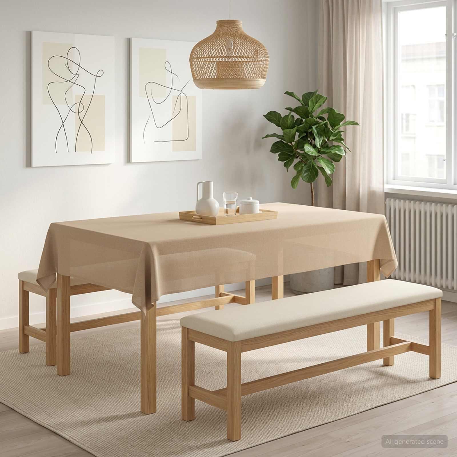 Bordklæde rektangulær beige 110 x 160 cm